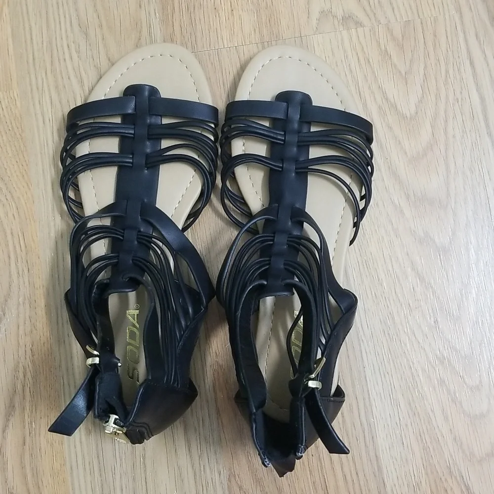 Soda Black Ankle Sandals